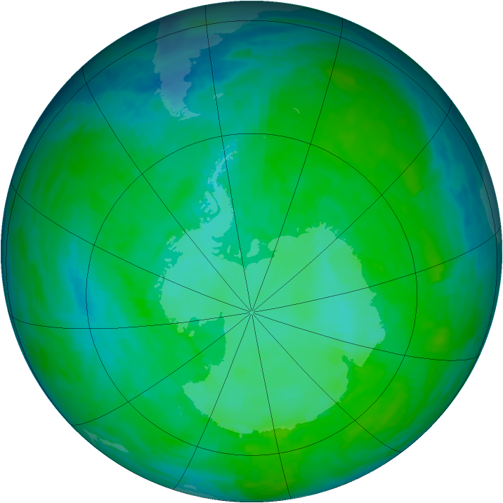 Antarctic ozone map for 02 January 1993
